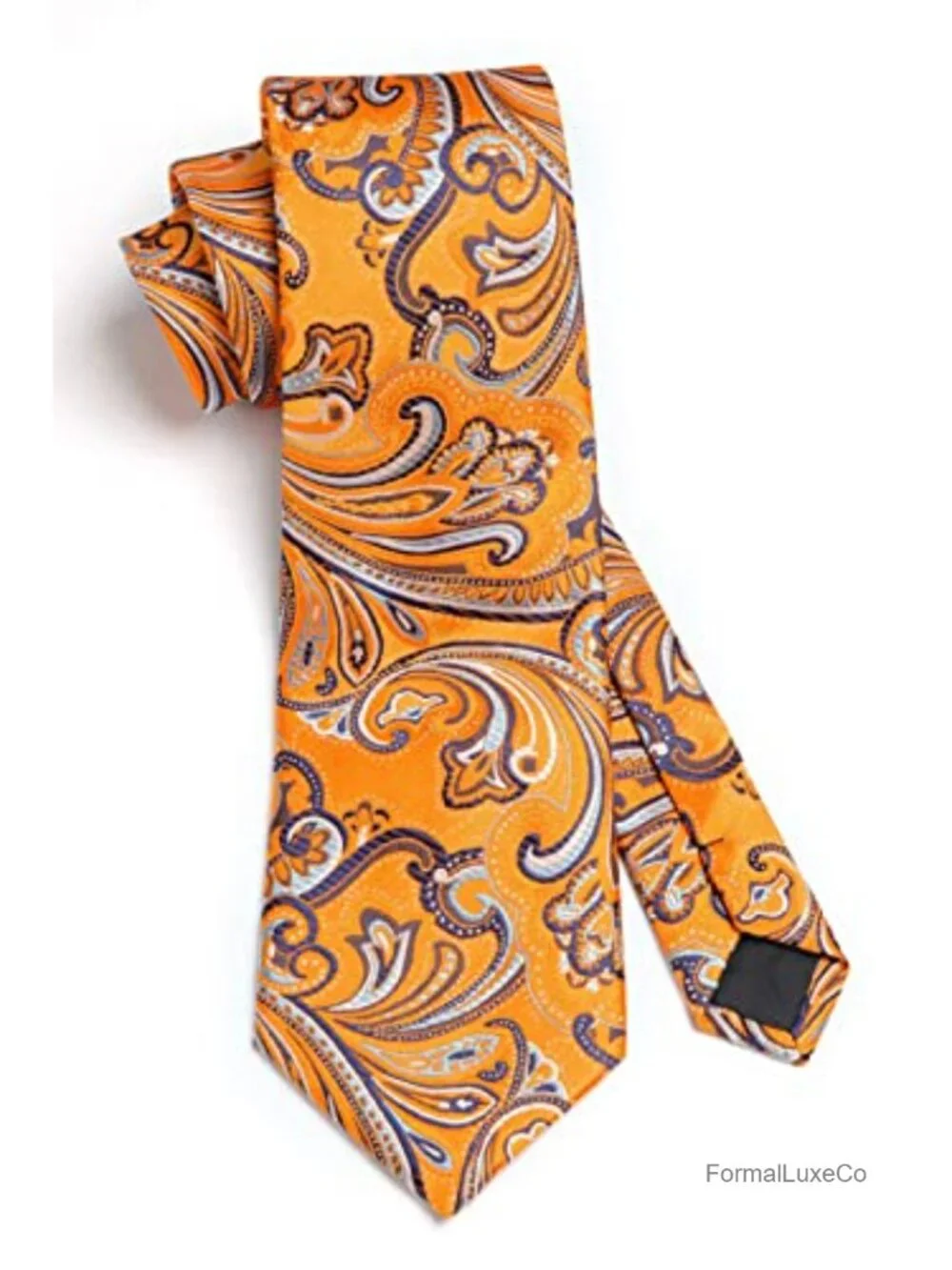 Paisley Tie & Pocket Square Set Woven Microfibre Mens Necktie Handkerchief